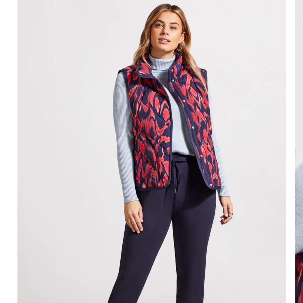 TRIBAL - PRINTED A-LINE PUFFER VEST - SIZE L - NWT